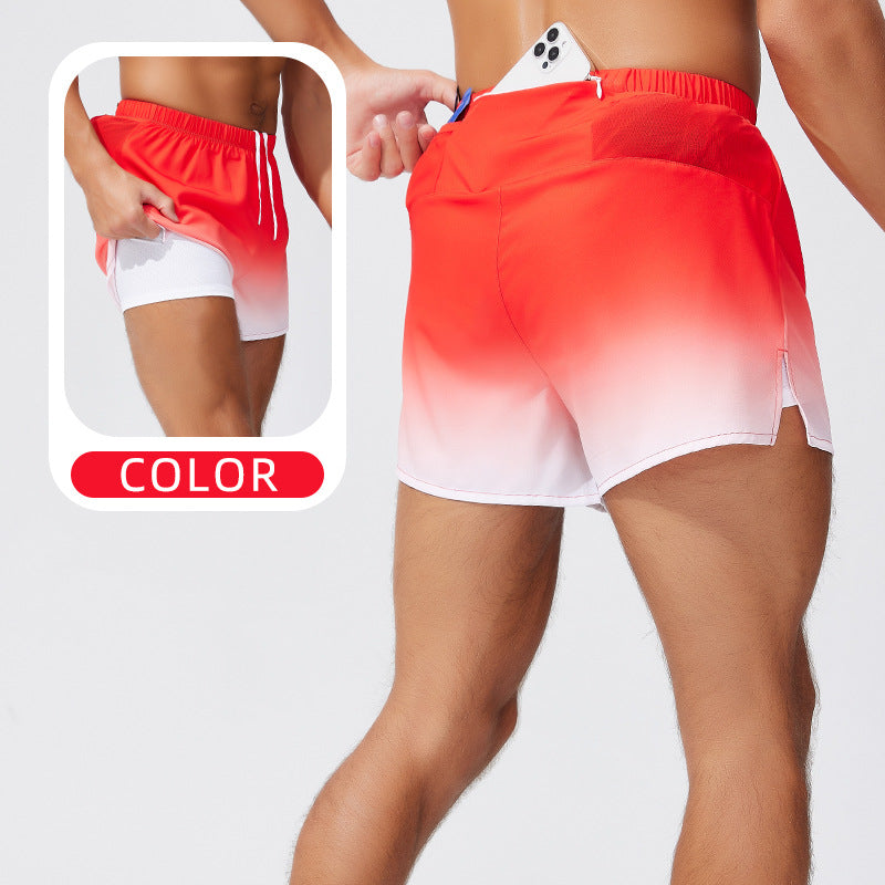 Men's And Women's Double-layer Swimming Loose Beach Pants Red Men's - D&A