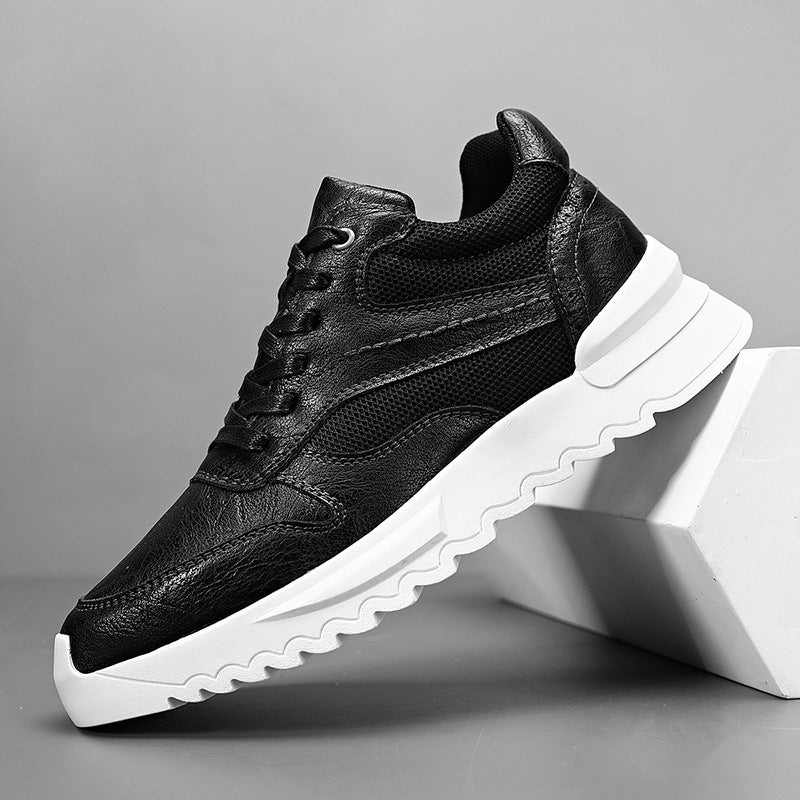 Invisible Wedge Hidden Heel Men's Casual Sports Shoes Black - D&A
