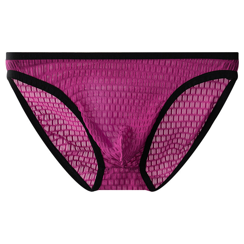 Men's Low Waist Transparent Visual Underwear Rose Red - D&A