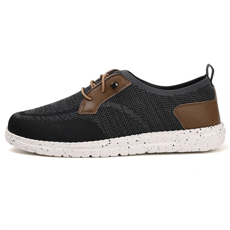 Men's Laceless Canvas Shoes Lightweight Breathable Plus Size Social Casual Men's Shoes Black - D&A