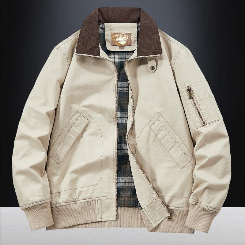 Jacket Baseball Uniform Plus Size New Washed Cotton Flight Jacket - D&A