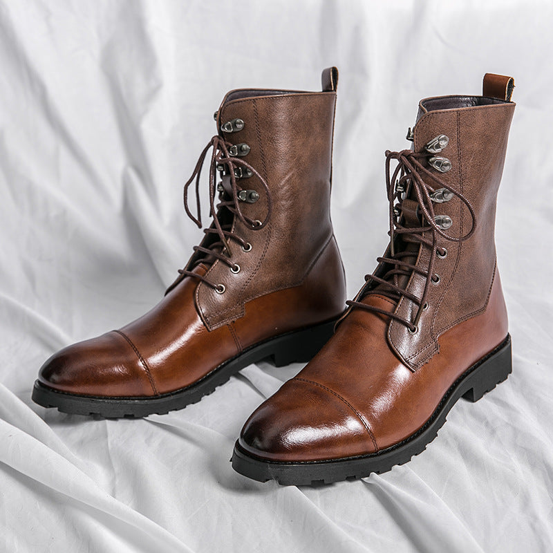Fall Winter Lace-up Booties Black Locomotive Denim Brown - D&A