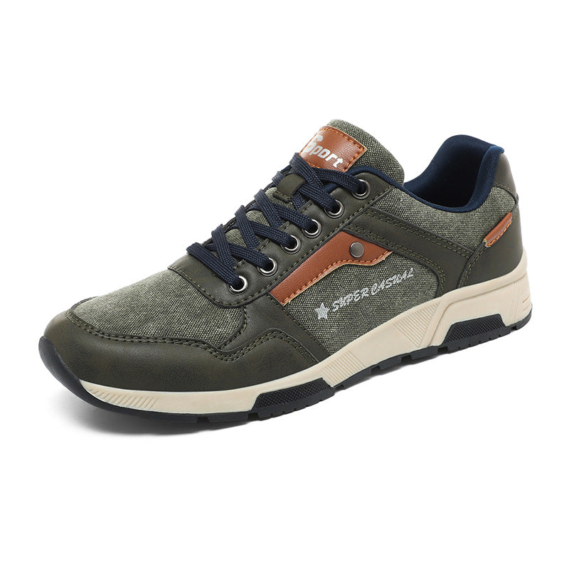 Men's Casual Retro Plus Size Outdoor Shoes Army Green - D&A