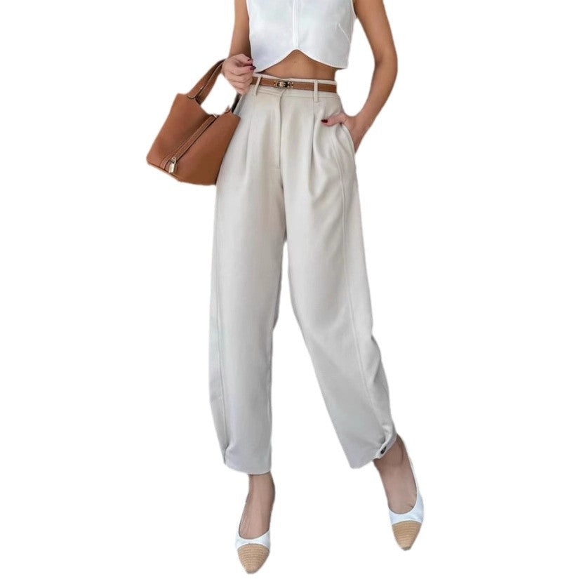 Women's Fashionable White Elegant Cropped Pants - D&A