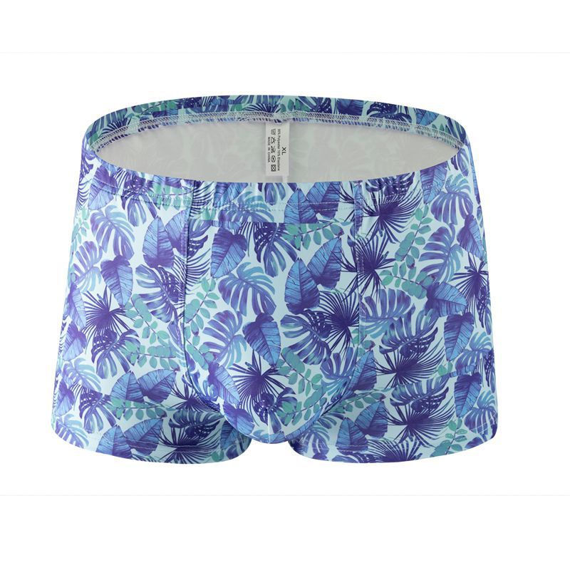 Printed Milk Silk Comfortable Breathable Multi-color Rose Boxers Monstera 044 XXL - D&A