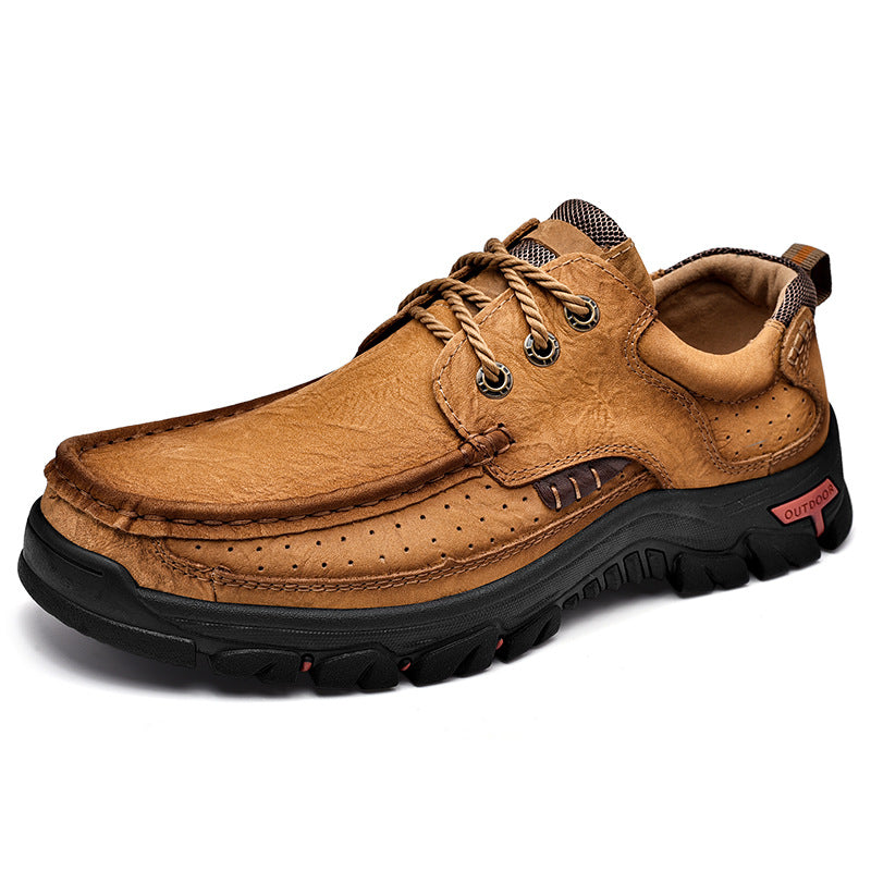 Men's Leather Large Size Casual Shoes 3238Brown Lace - D&A