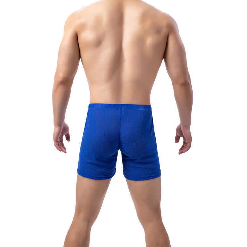 New Men's Leggings Solid Color Fully Transparent Underwear Blue - D&A