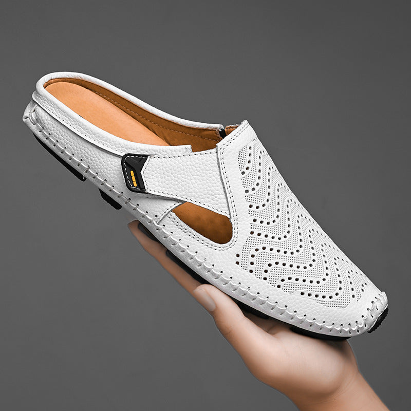 Fashion Men's Closed Toe Casual Breathable Sandals 8586 White - D&A
