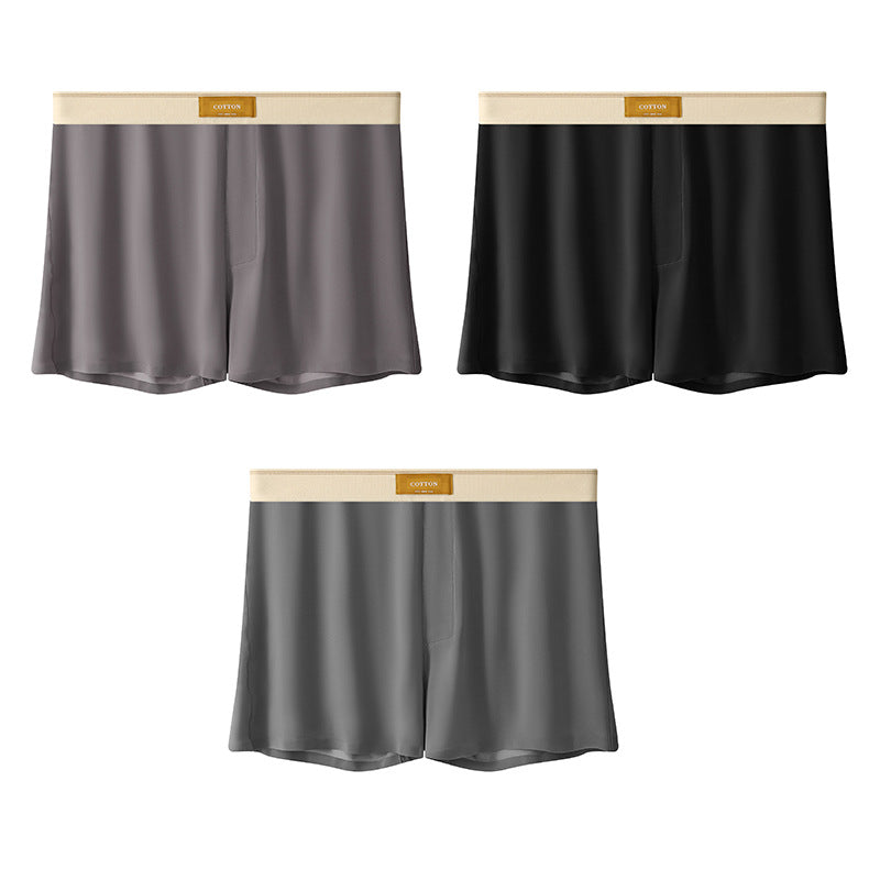 Men's Solid Color Loose Breathable Ice Silk Underwear Brown Gray Black Deep - D&A