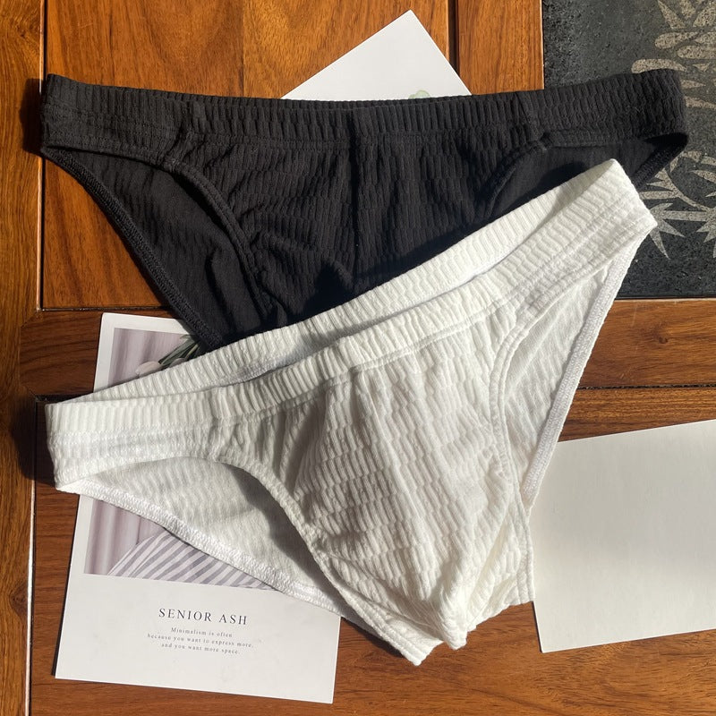 Men's Triangle Underwear Pure Cotton Pants Solid Color Shorts White And Black - D&A