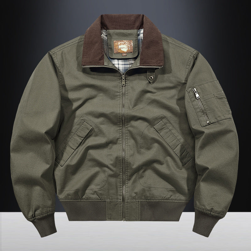 Jacket Baseball Uniform Plus Size New Washed Cotton Flight Jacket - D&A