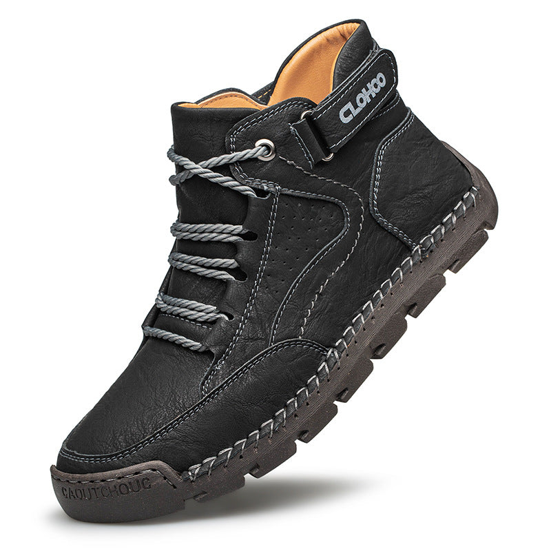 Martin Boots Stitching Men's Casual Shoes Black - D&A