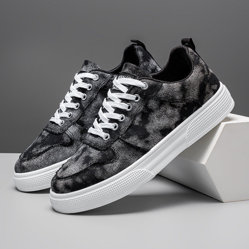 Summer Low-top Canvas Sneakers Increased By Denim Shoes Black - D&A