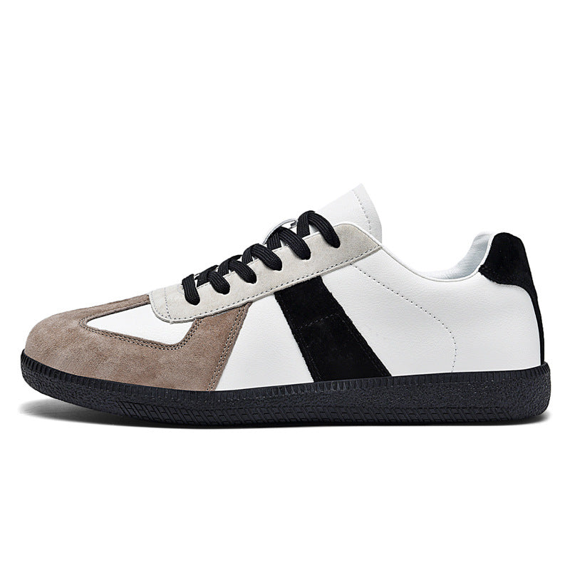 Top Layer Pigskin Leather Sneaker Japanese Canvas Retro Sports Couple Casual Shoes Black And White - D&A