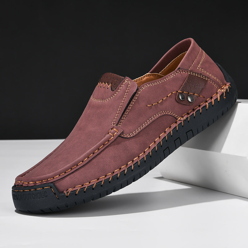Men's Business Casual Shoes With Foot Covers Red - D&A
