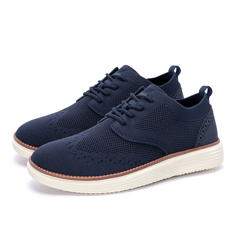 Outdoor Fly Woven Mesh Hiking Versatile Men's Casual Shoes Blue - D&A