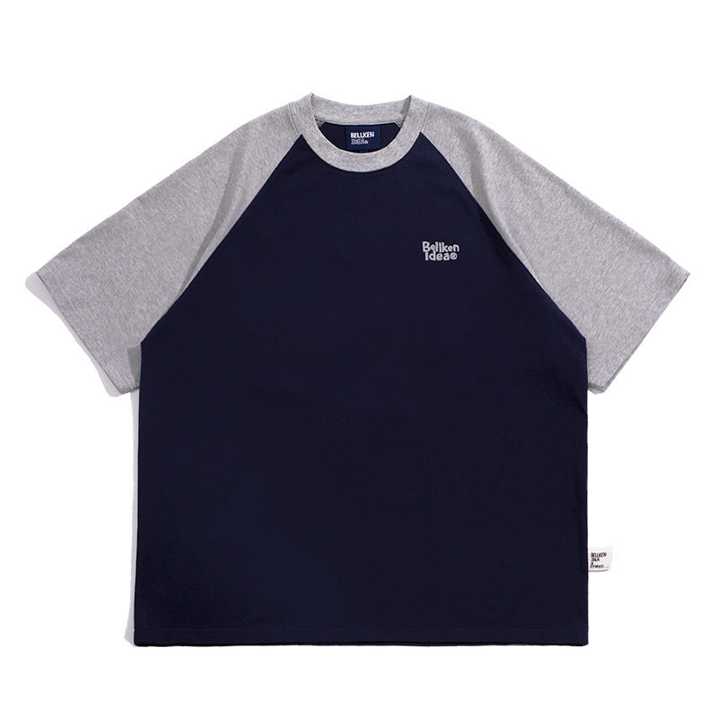 Casual Japanese Junior Raglan Sleeve T-shirt Bottoming Shirt For Men Gray - D&A