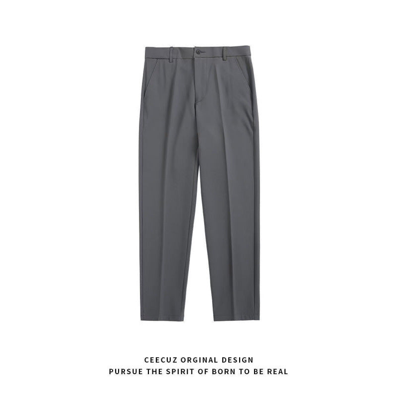 Trendy Ins Draping Design Wide-leg Pants Dark Gray Trousers - D&A
