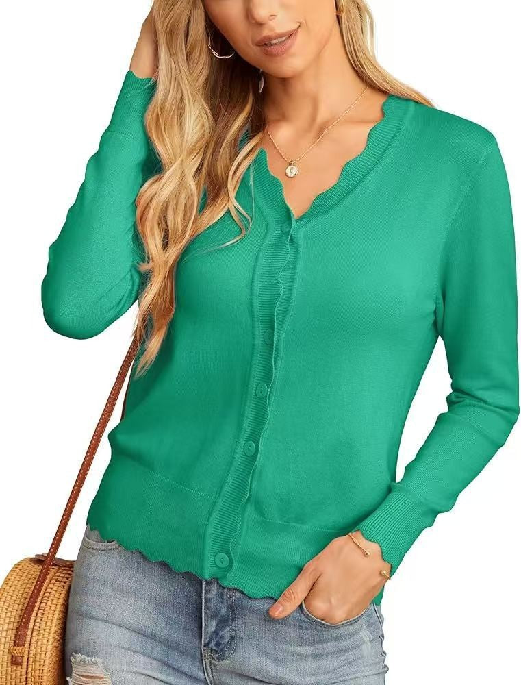Fashion Short Knitted Cardigan Coat Green - D&A