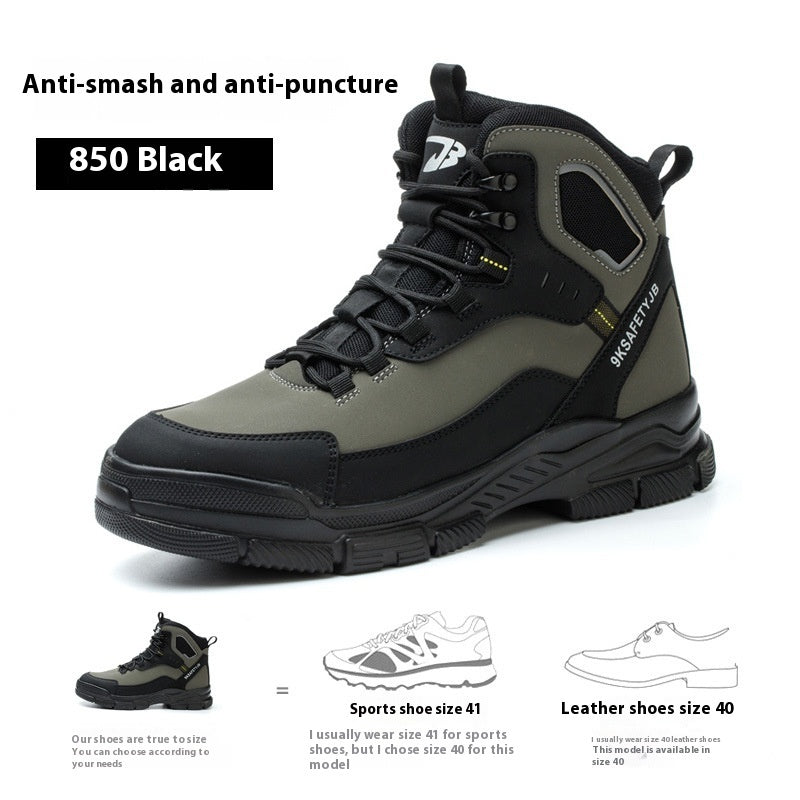 Combat Boots Male High Ankle Safety Shoes BLACK - D&A