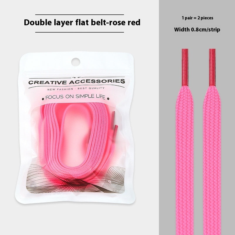 White Shoes Colorful Bandlet Shoelaces Rose Red - D&A