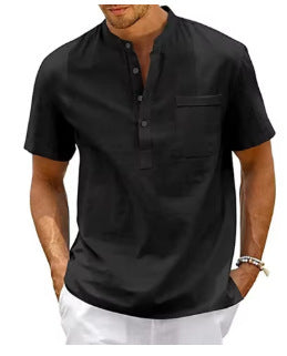 Summer New Men's Solid Color Stand Collar Short Sleeve Polo Shirt CT3969 - D&A