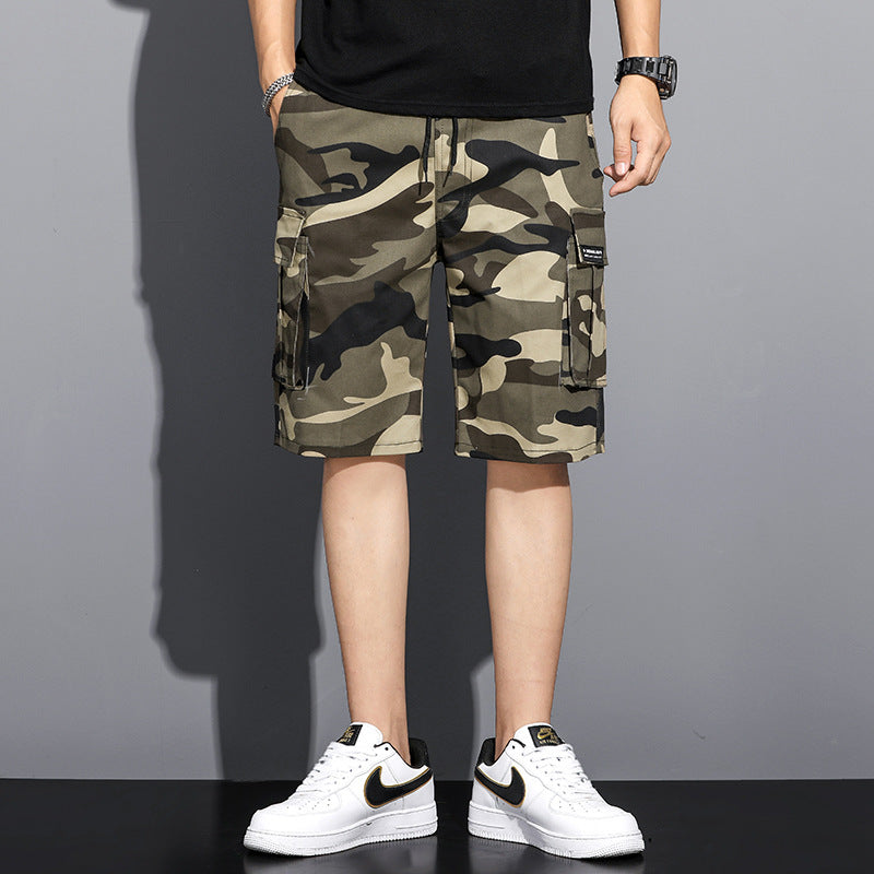 Summer Camouflage 5-point Workwear Shorts Men Yellow Flower - D&A