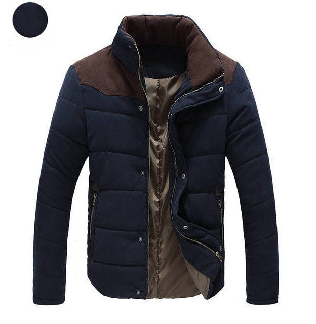Warm Causal Parkas Male Outerwear Windbreak Jackets Coats Dark blue - D&A