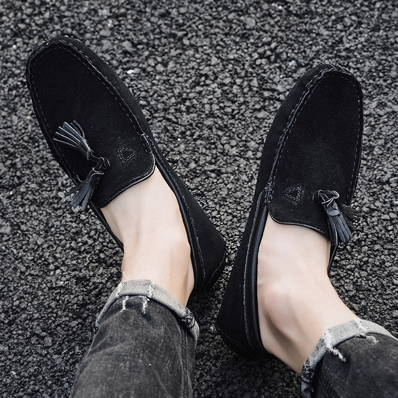 Pigskin All-match Men's Tods Casual Shoes Street Hipster High Black - D&A
