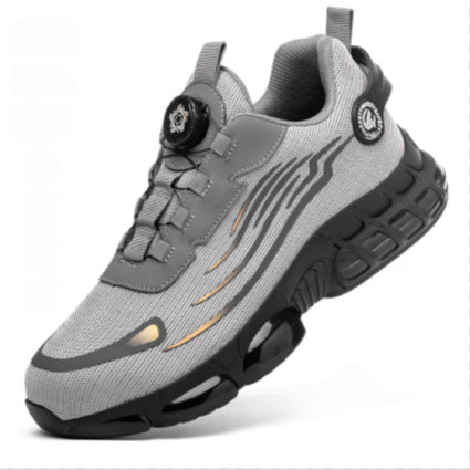 Men's Wear-resistant Workwear Breathable Fly Woven Shoes Grey3518 - D&A