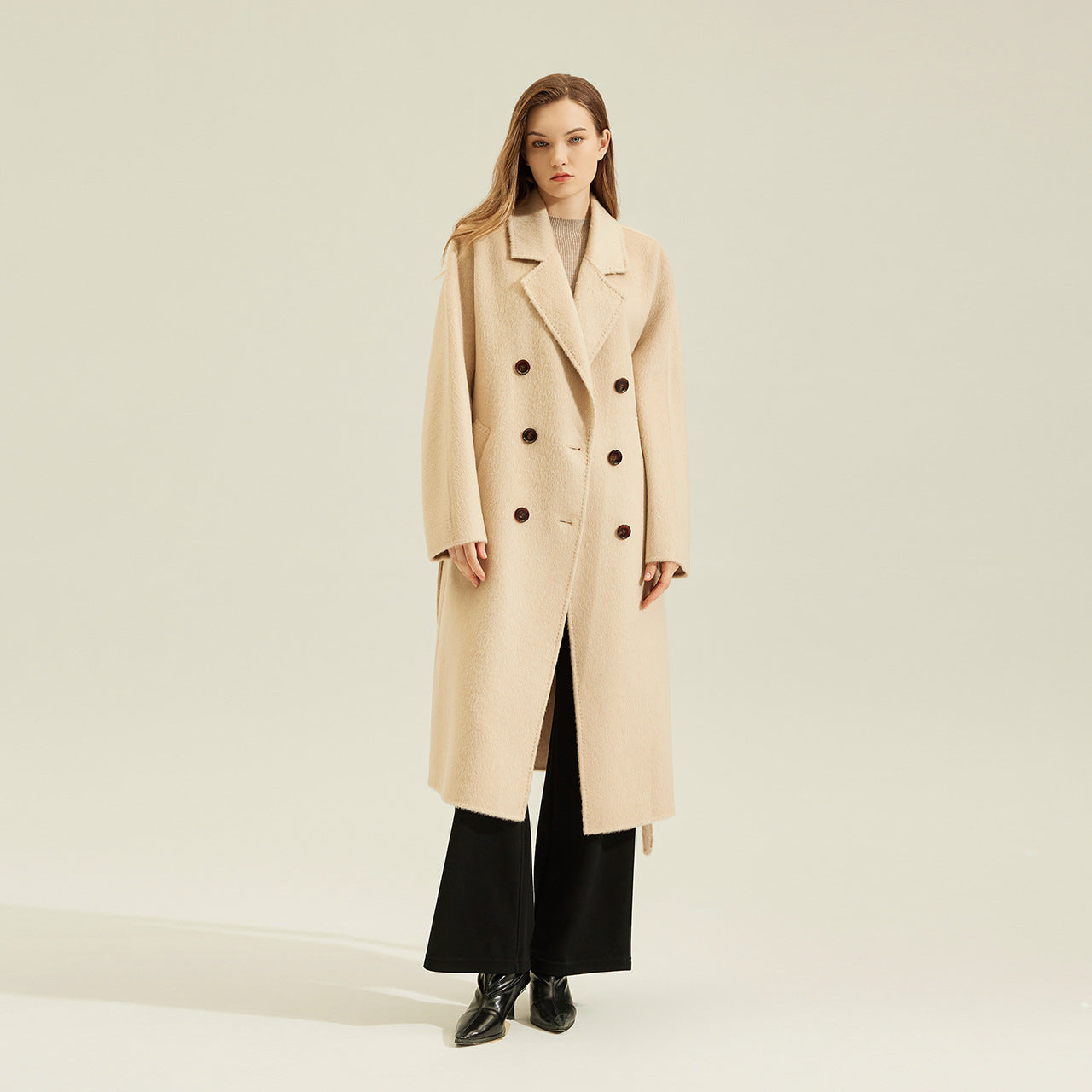Women's Camel Coat Reversible Woolen Jacket - D&A