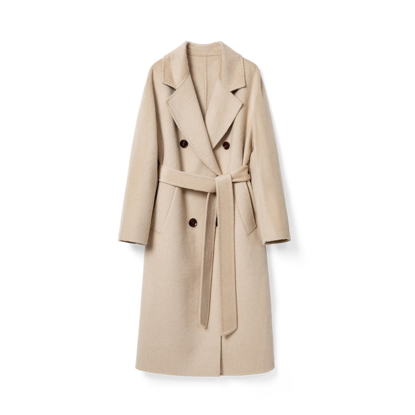 Women's Camel Coat Reversible Woolen Jacket White Camel Wool - D&A