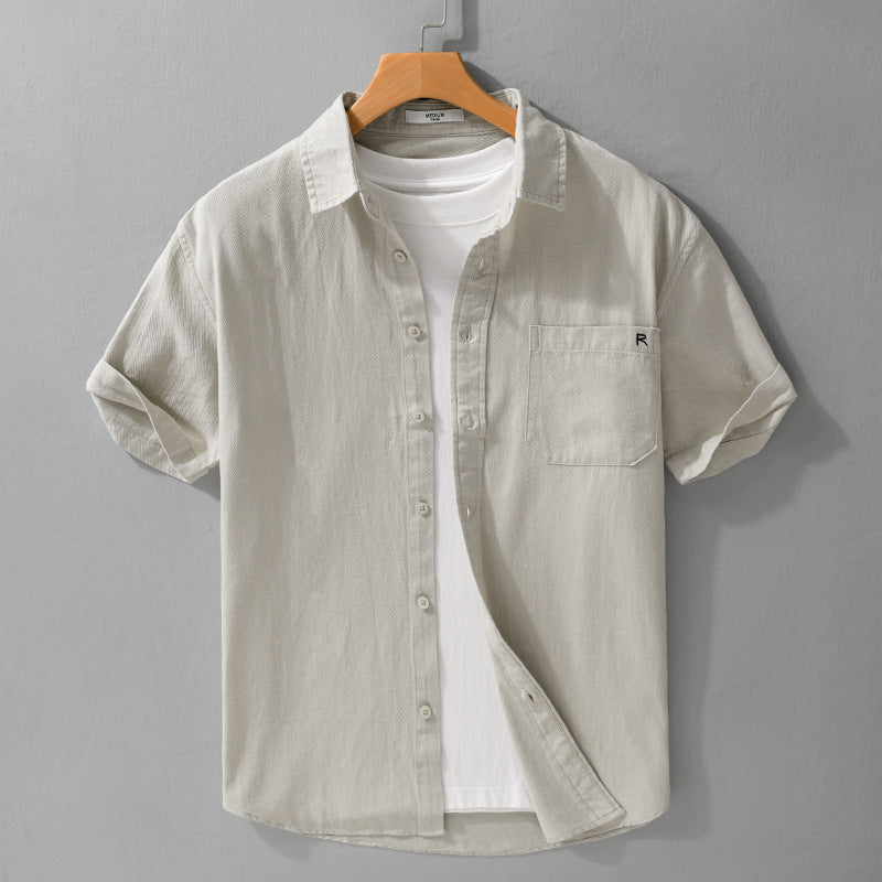 Summer Menswear Simple All-matching Short-sleeved Shirt Light Khaki - D&A
