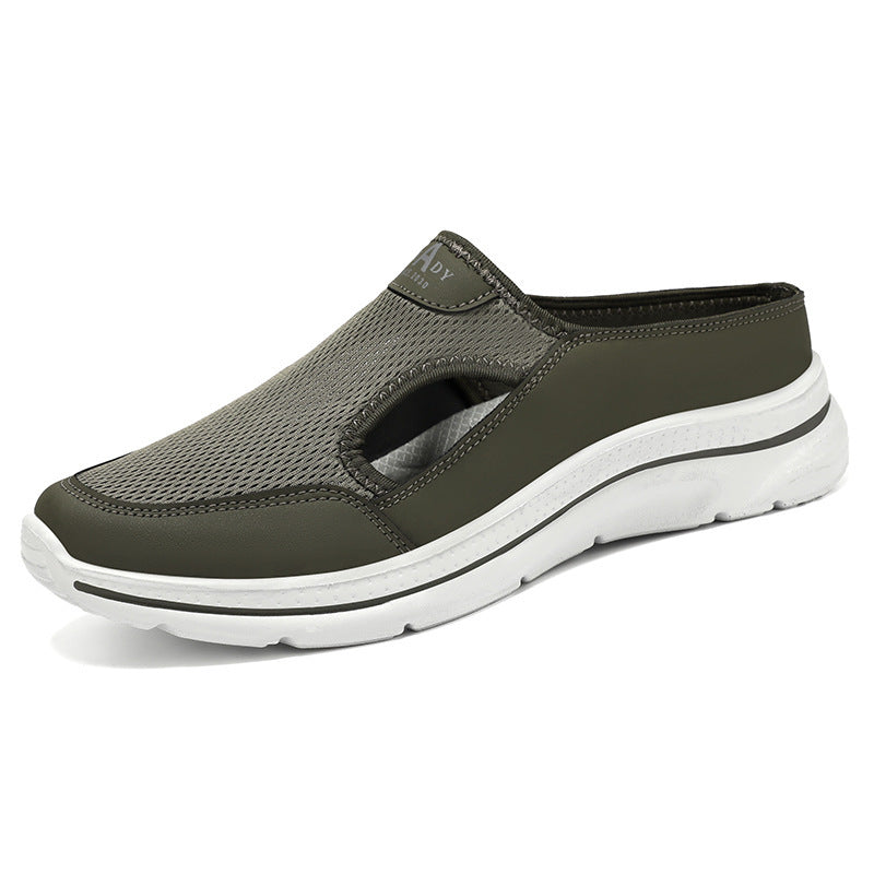 Men's Hollow-out Half Slippers Soft Bottom Comfortable Casual Shoes BTJL87 Green - D&A