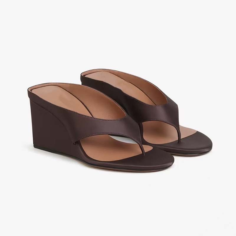 Wedge Platform Flip-flops All-matching Slippers Brown - D&A