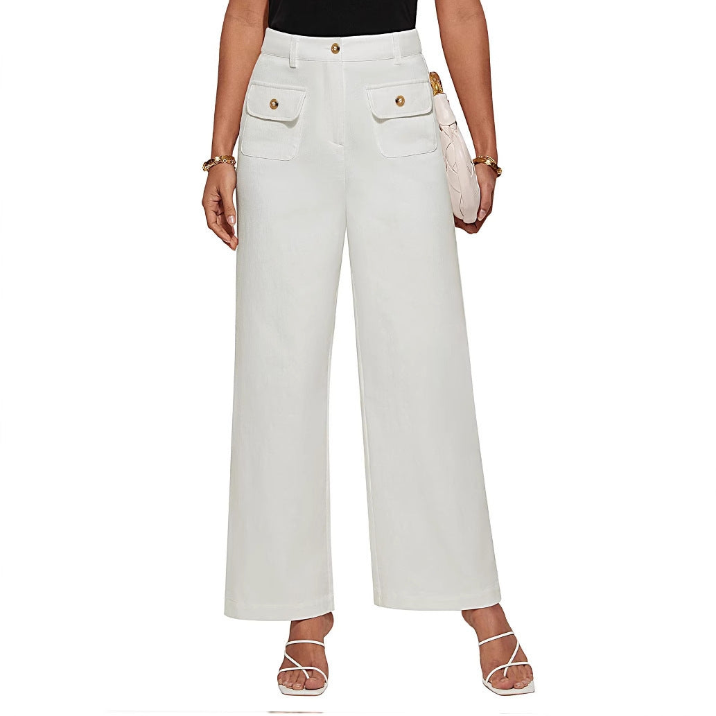 Women's High Waist Wide Leg Pants Stretch Casual Pants - D&A