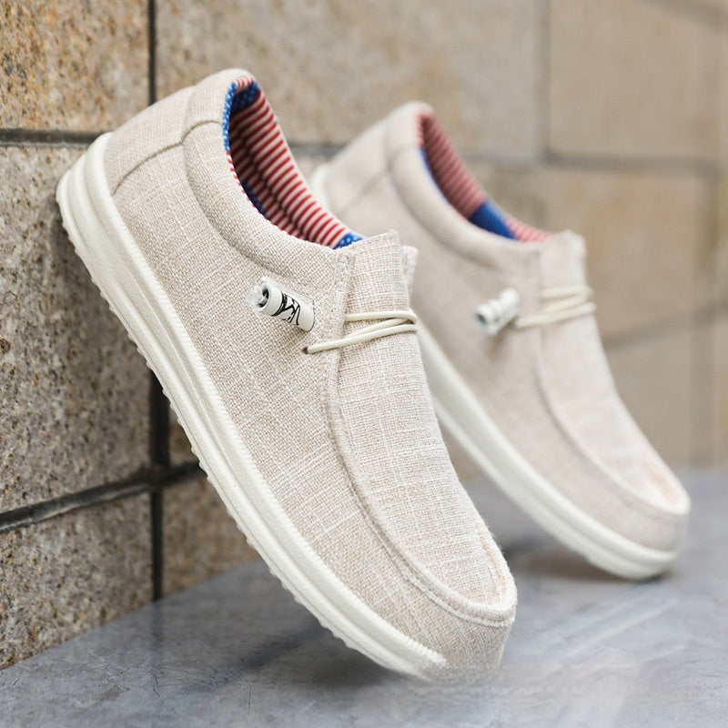 Breathable Mesh Comfortable Simplicity Fashion Low Top Men's Shoes Beige - D&A