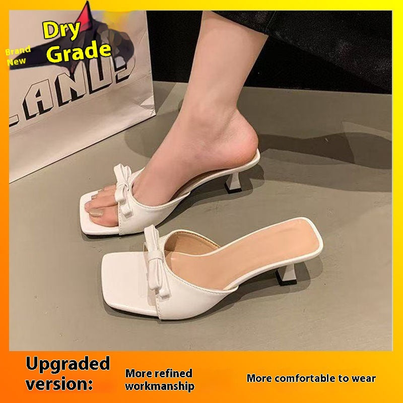 With Skirt Sandals And Slippers Bow Slippers White Upgraded Version - D&A
