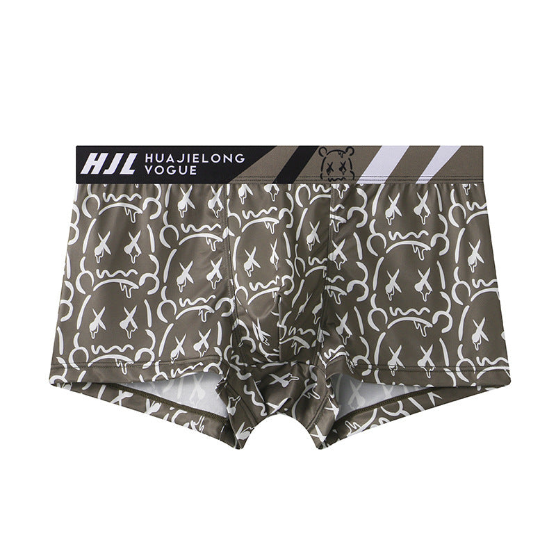 Men's Multi-color Printing Slim Fit Breathable Boxers Dark Gray - D&A