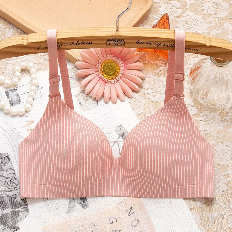 Non-wired Bra One-piece Seamless Gather Small Bra Red shrimp - D&A
