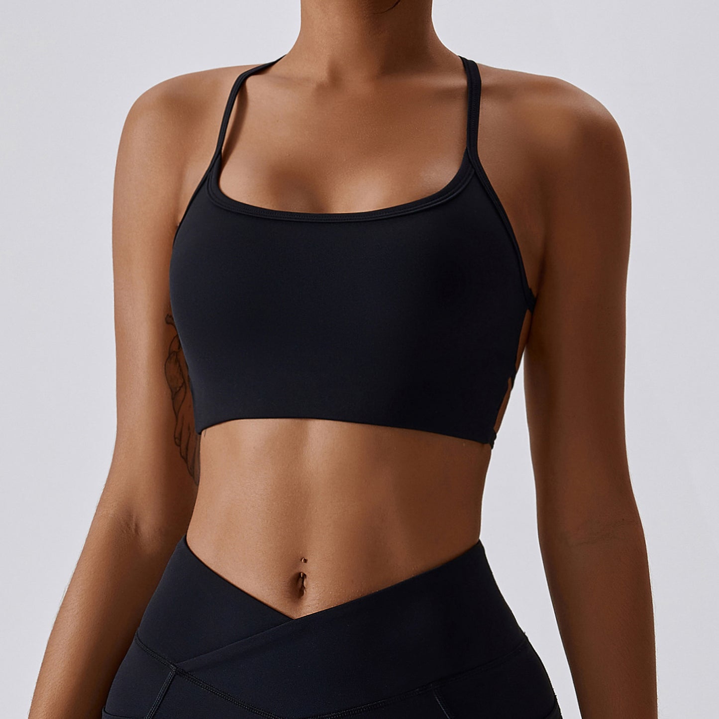Quick Drying Breathable Yoga Bra Running Sports Bra Black - D&A