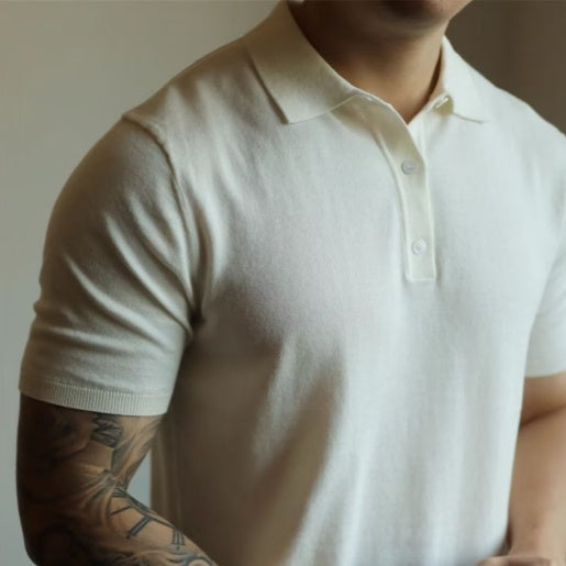 Summer Thin Men's Slim Casual Polo Shirt White - D&A