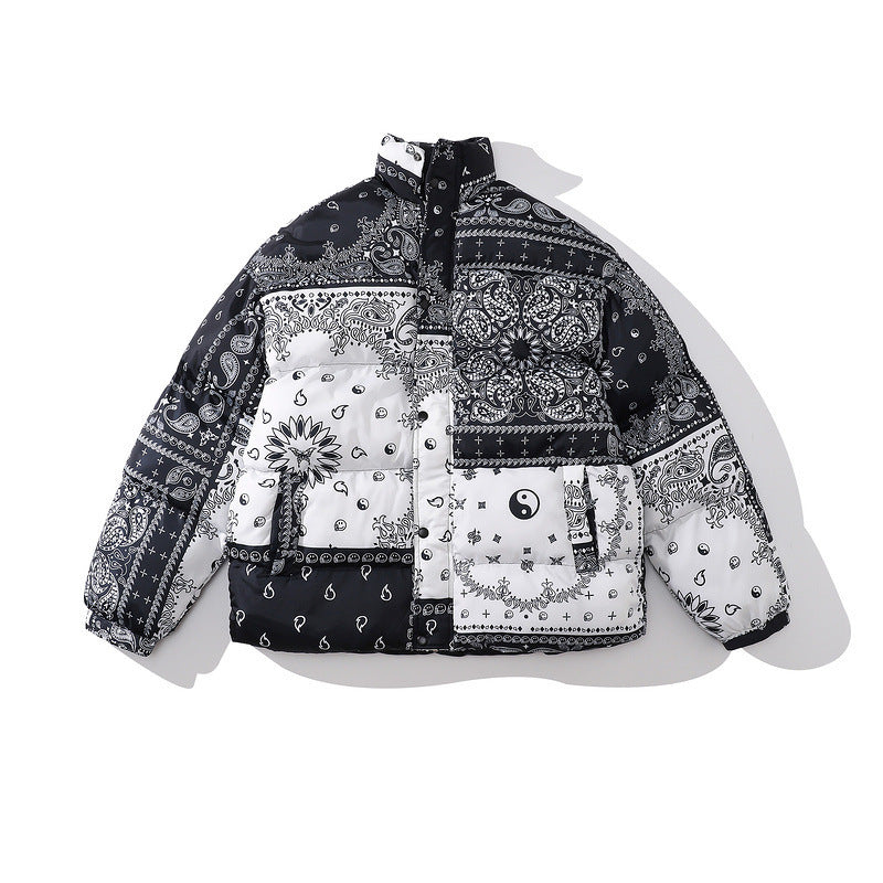 Color-blocking Thick Bread Clothes Loose Cotton-padded Jackets For Men And Women D - D&A