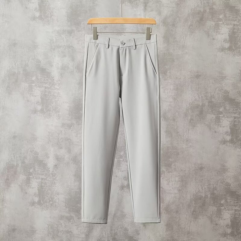 Comfort And Casual Men's Slim-fit Straight Trousers Light Gray - D&A