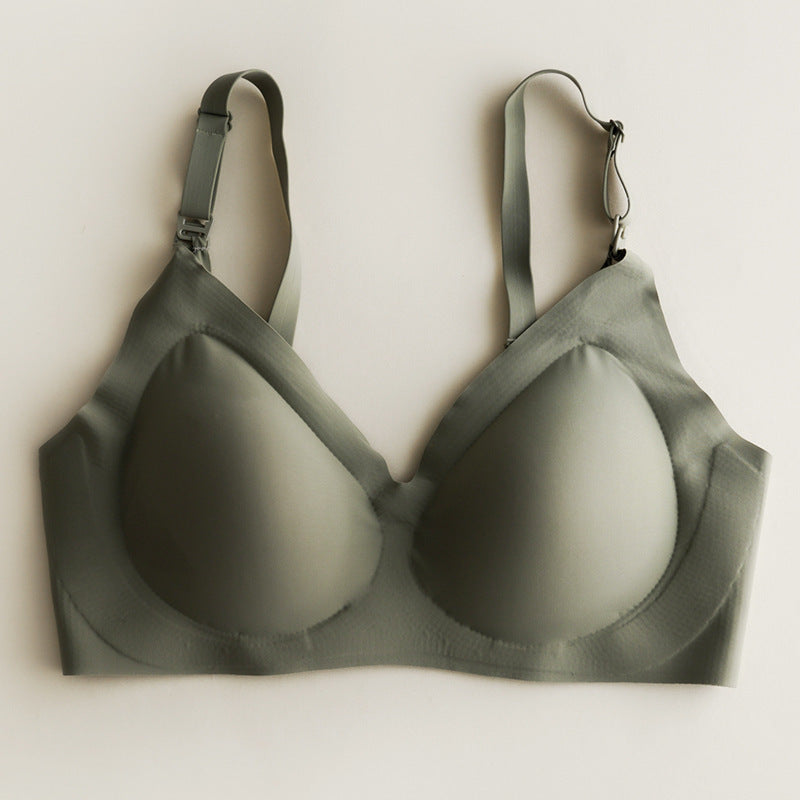 Plus Size Front Buckle Bra Nursing Bra Nursing Underwear Army Green - D&A