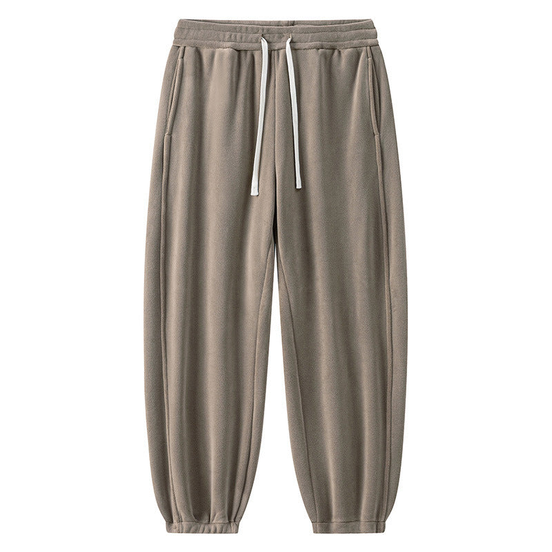 Winter Male Fleece-lined Track Pants Khaki - D&A