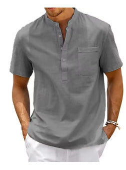 Summer New Men's Solid Color Stand Collar Short Sleeve Polo Shirt CT3970 - D&A