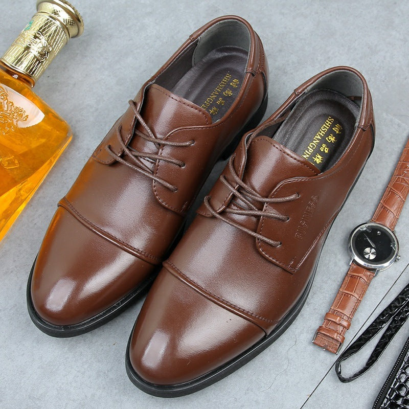 Men's Shoes Plus Size Business Formal Wear Leather Shoes Breathable Lace Up - D&A