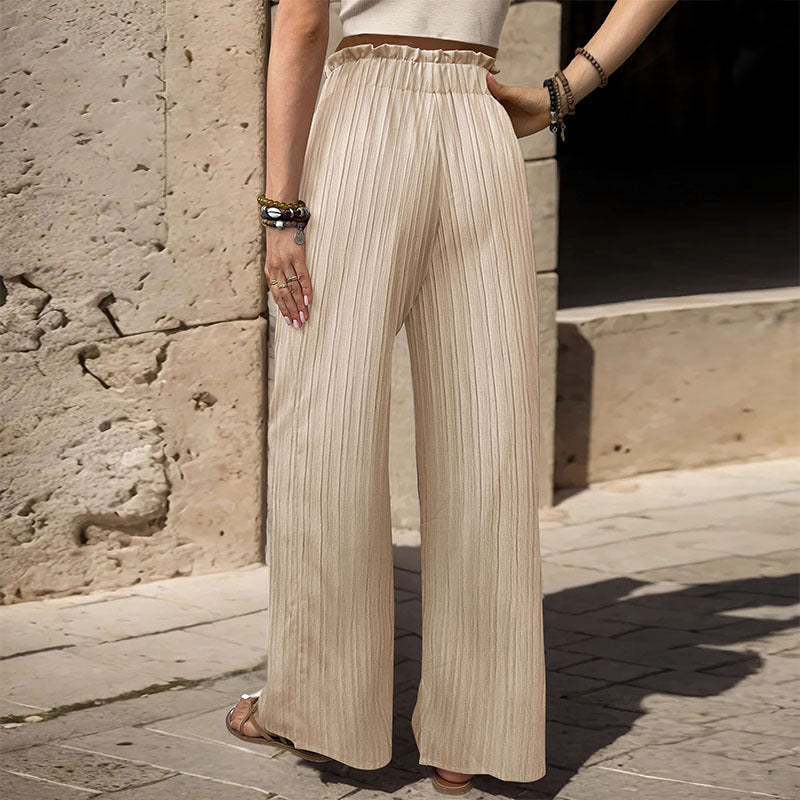 Tied Lotus Leaf Elastic Trousers - D&A