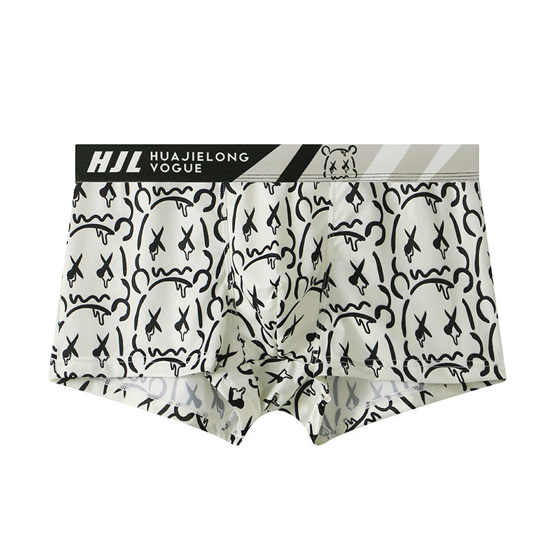 Men's Multi-color Printing Slim Fit Breathable Boxers Light Yellow - D&A